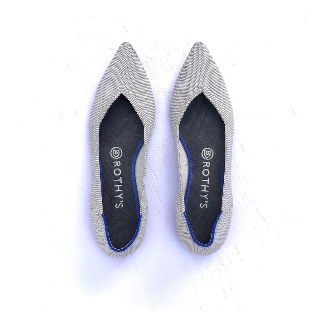 Rothys Light Gray Pointed Toe Flats Excellent Condition Sz 8.5
